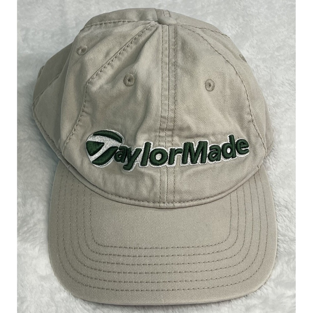 TaylorMade Golf Hat Mens OSFA Tan Embroidered Logo Slideback